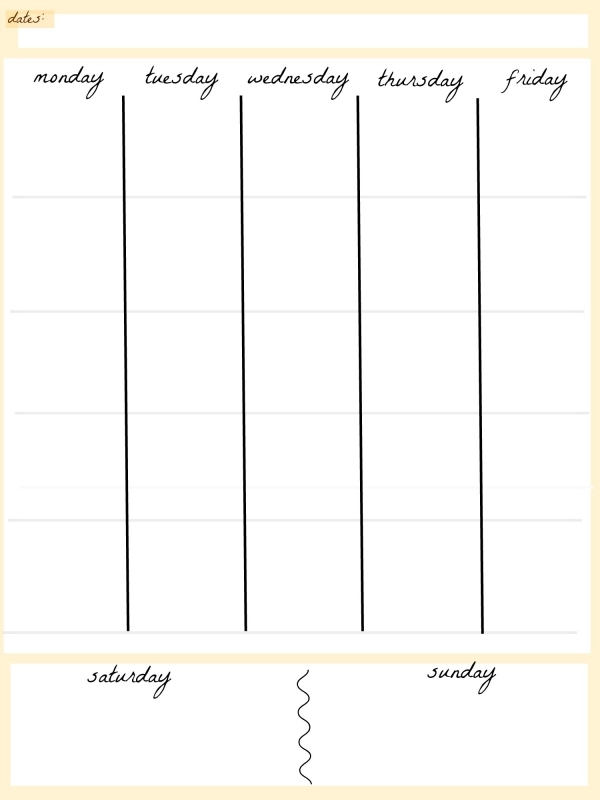 5 Day Weekly Calendar â Daily Agenda Calendar